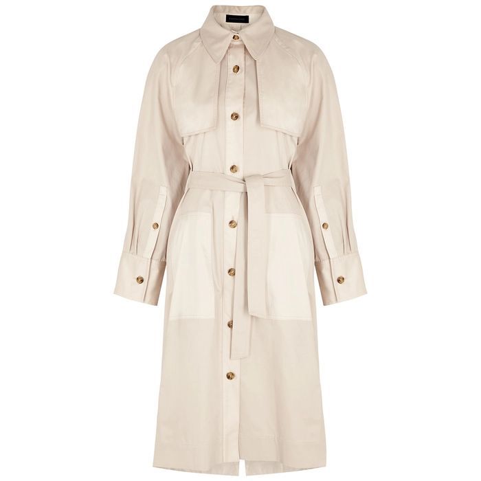 Ellen Sand Cut-out Twill Trench Coat