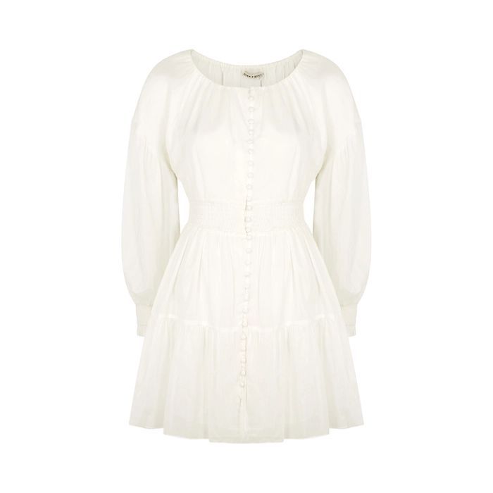 Kiara White Cotton-blend Mini Dress