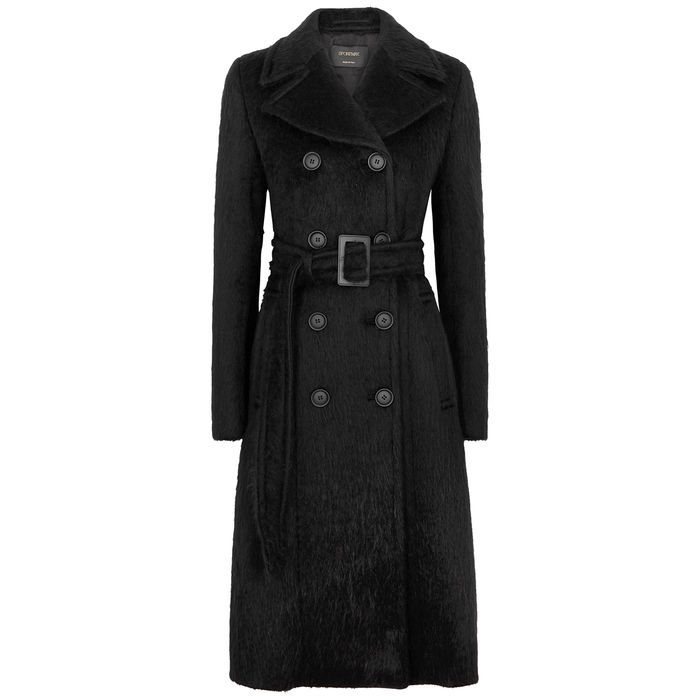 Laurenh Black Double-breasted Wool-blend Coat