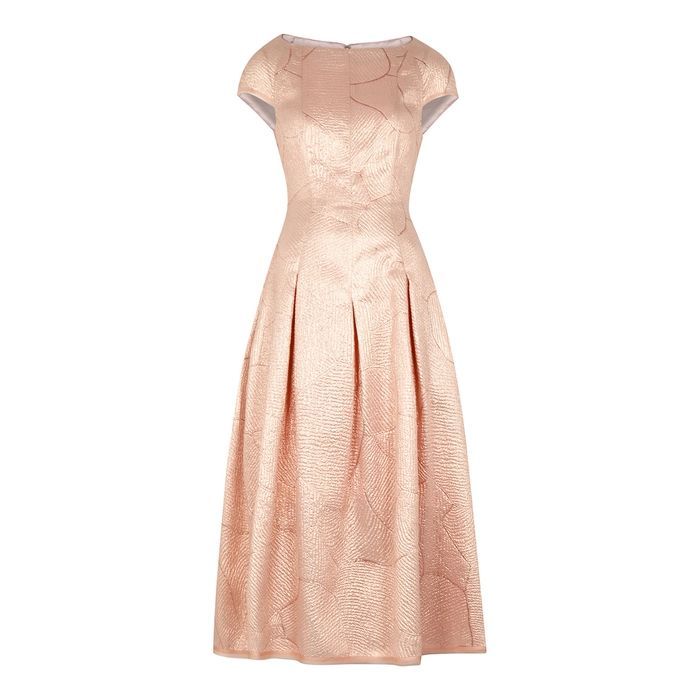 Portsmith Pink Metallic-weave Midi Dress