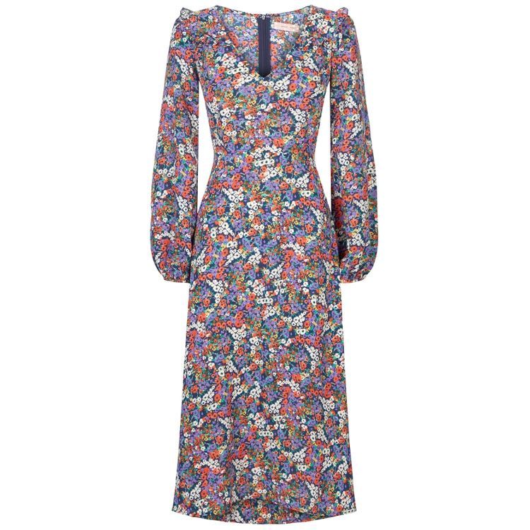 V-neck Long Sleeve Carrie Dress In Floral Print
