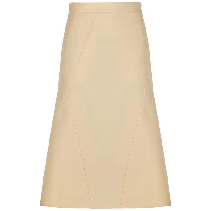 Cream Panelled Gabardine Midi Skirt