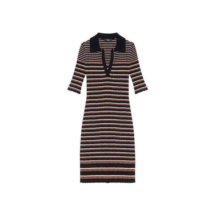Ribbed Stripe Dress In Cotton