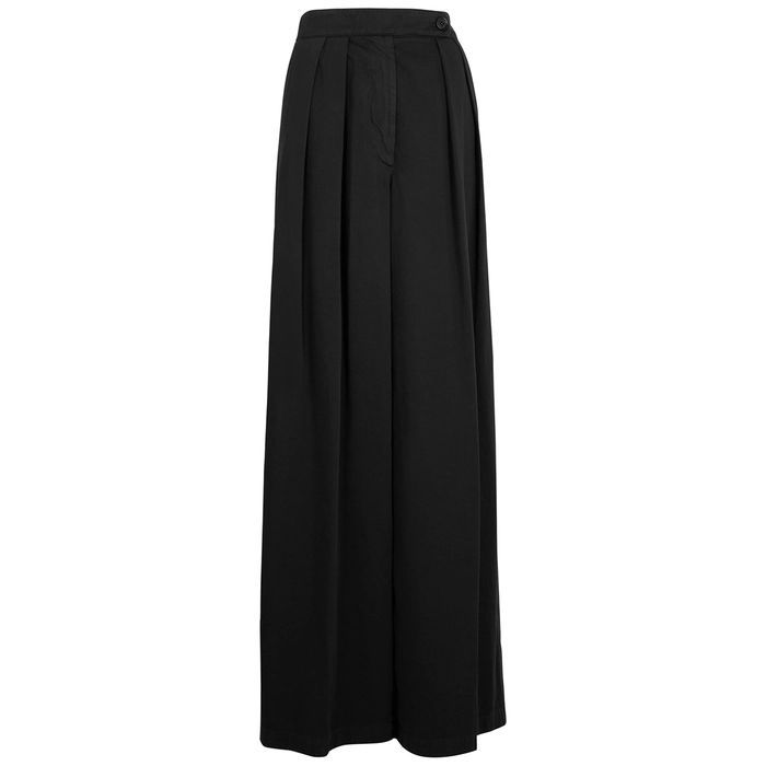 Pamplona Black Wide-leg Cotton Trousers