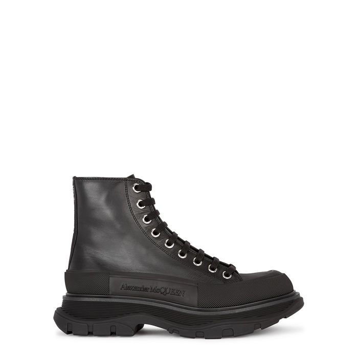 Tread Black Leather Ankle Boots
