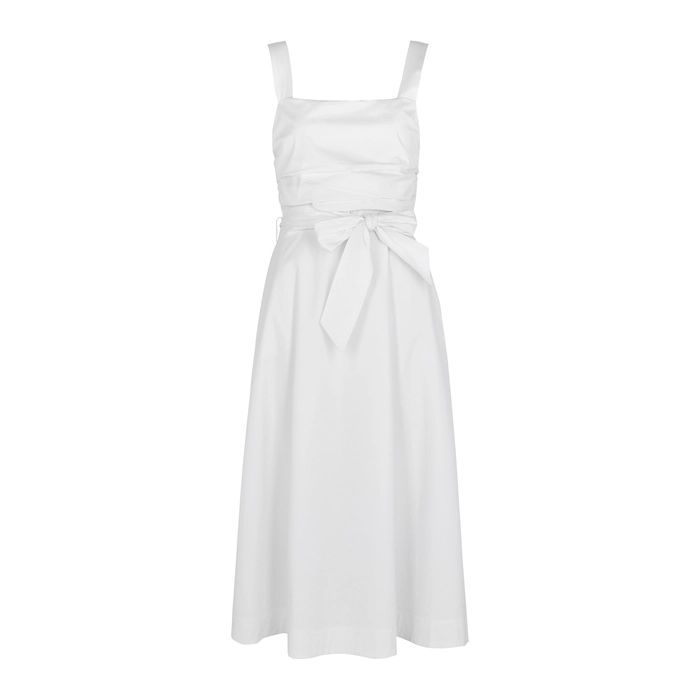 Positano White Stretch-poplin Midi Dress