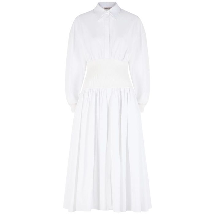 White Cotton-poplin Shirt Dress