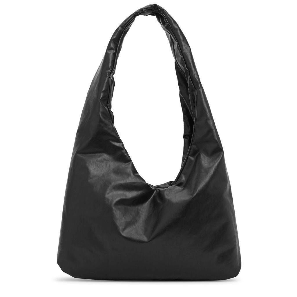 Anchor Oil Medium Black Padded Coated Shoulder Bag