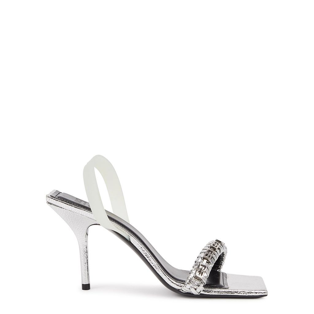 90 Silver Leather Slingback Sandals - 4