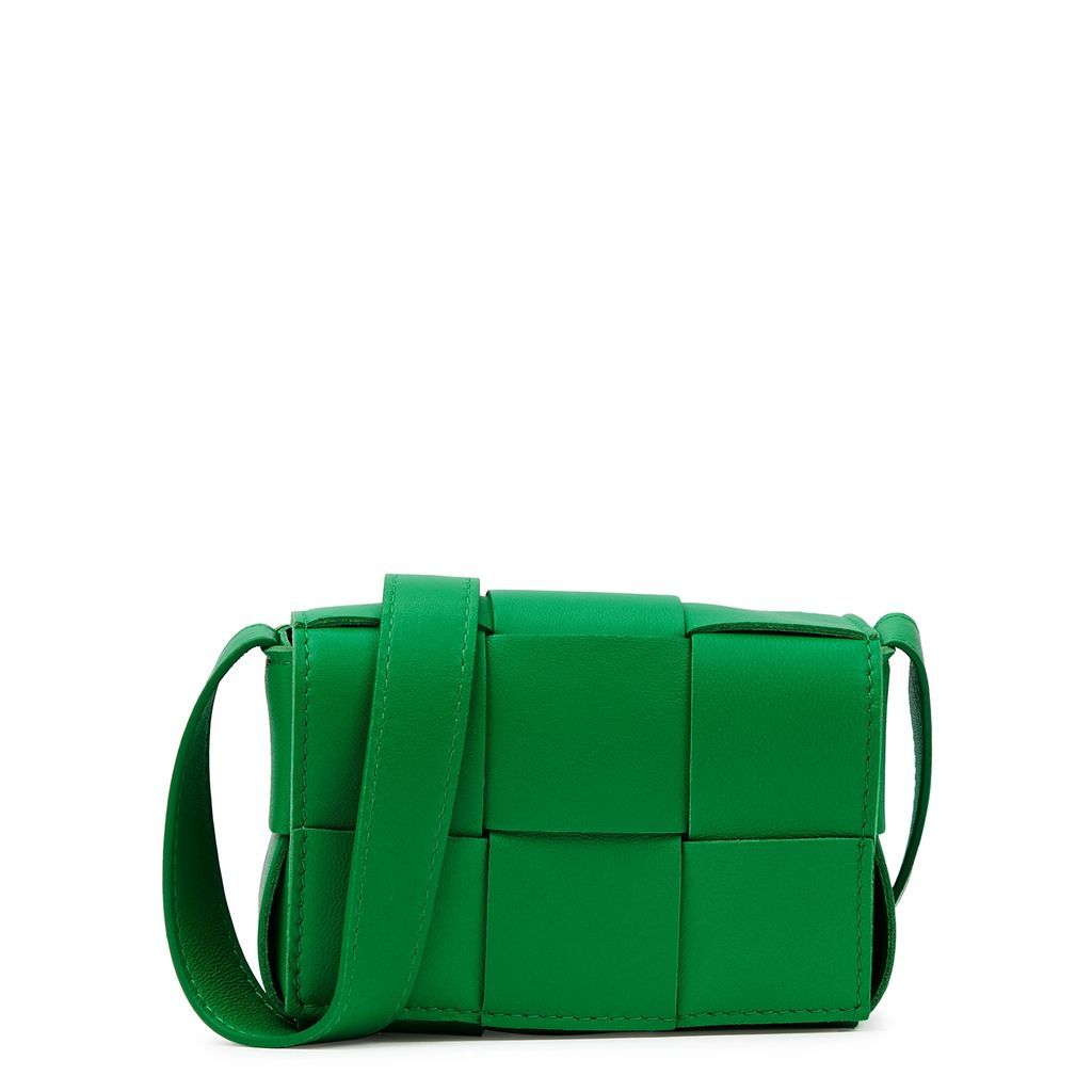 Candy Cassette Intrecciato Mini Leather Cross-body Bag - Green