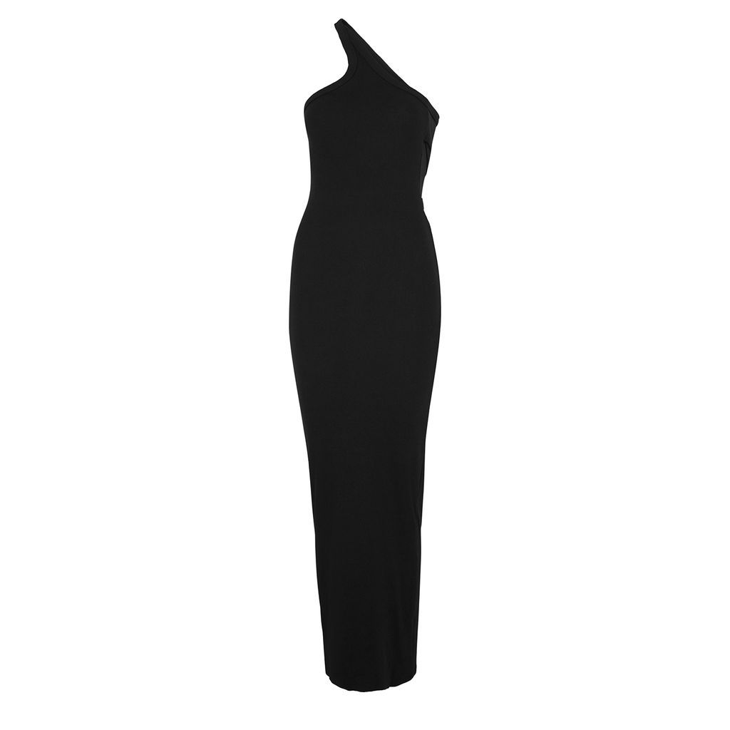 Gael One-shoulder Stretch-cotton Midi Dress - Black - XS