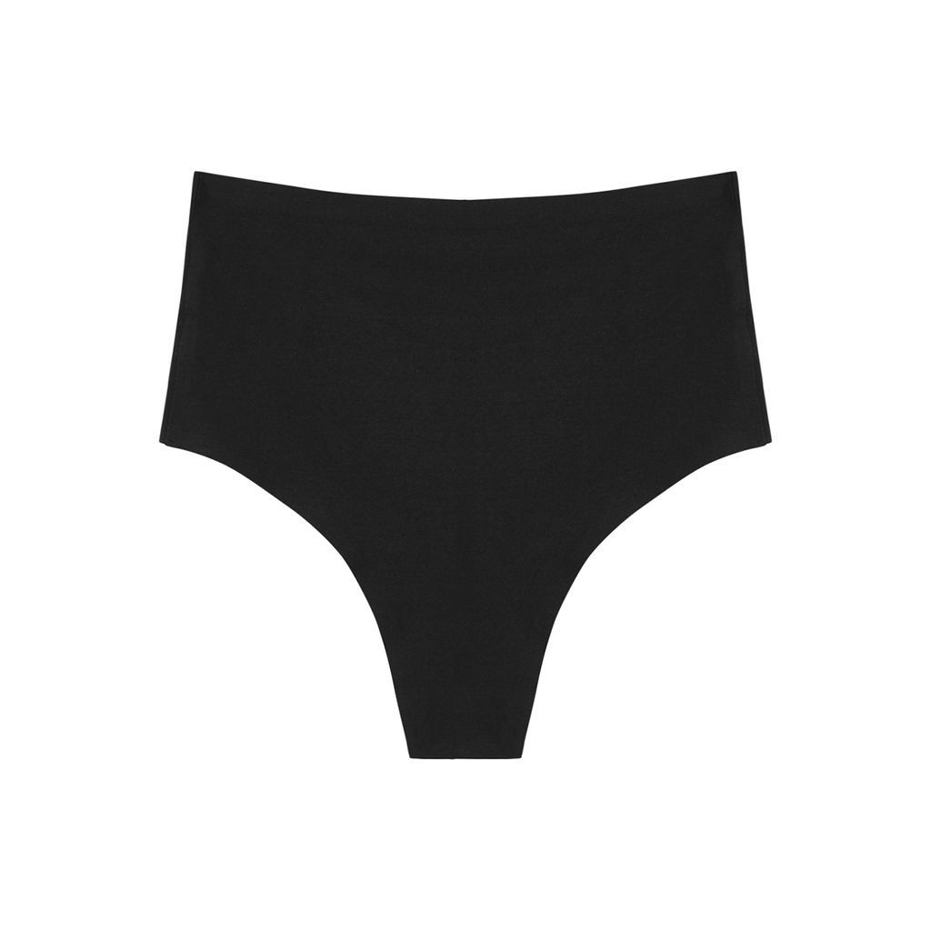 Soft Stretch Black High-waist Thong - One Size