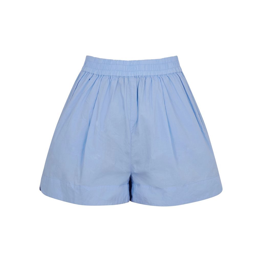 Chiara Blue Cotton-poplin Shorts - Light Blue - L