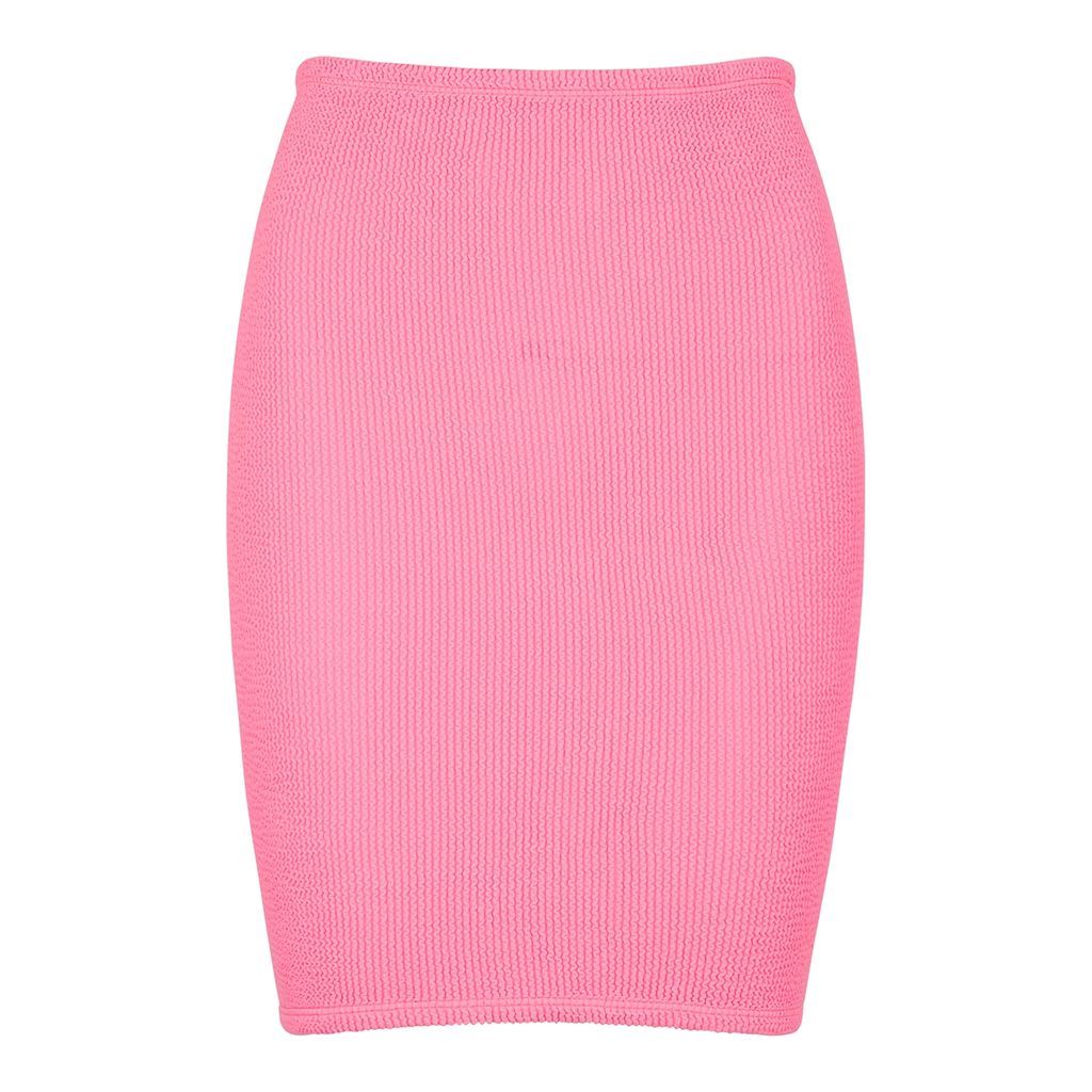Neon Pink Seersucker Mini Skirt - One Size