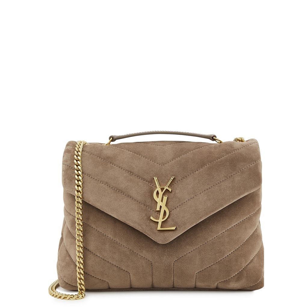 Loulou Small Suede Shoulder Bag - Taupe
