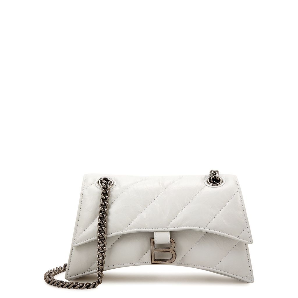 Crush Quilted Leather Shoulder Bag - White