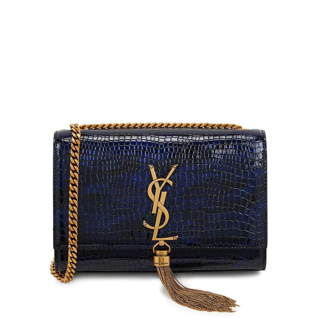 Kate Crocodile-effect Leather Shoulder Bag - Blue