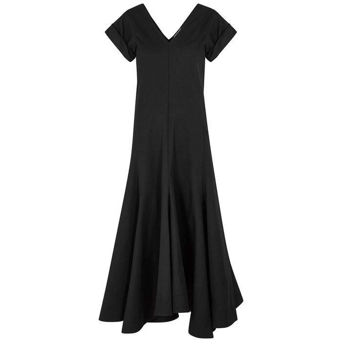 Black Flared Twill Dress
