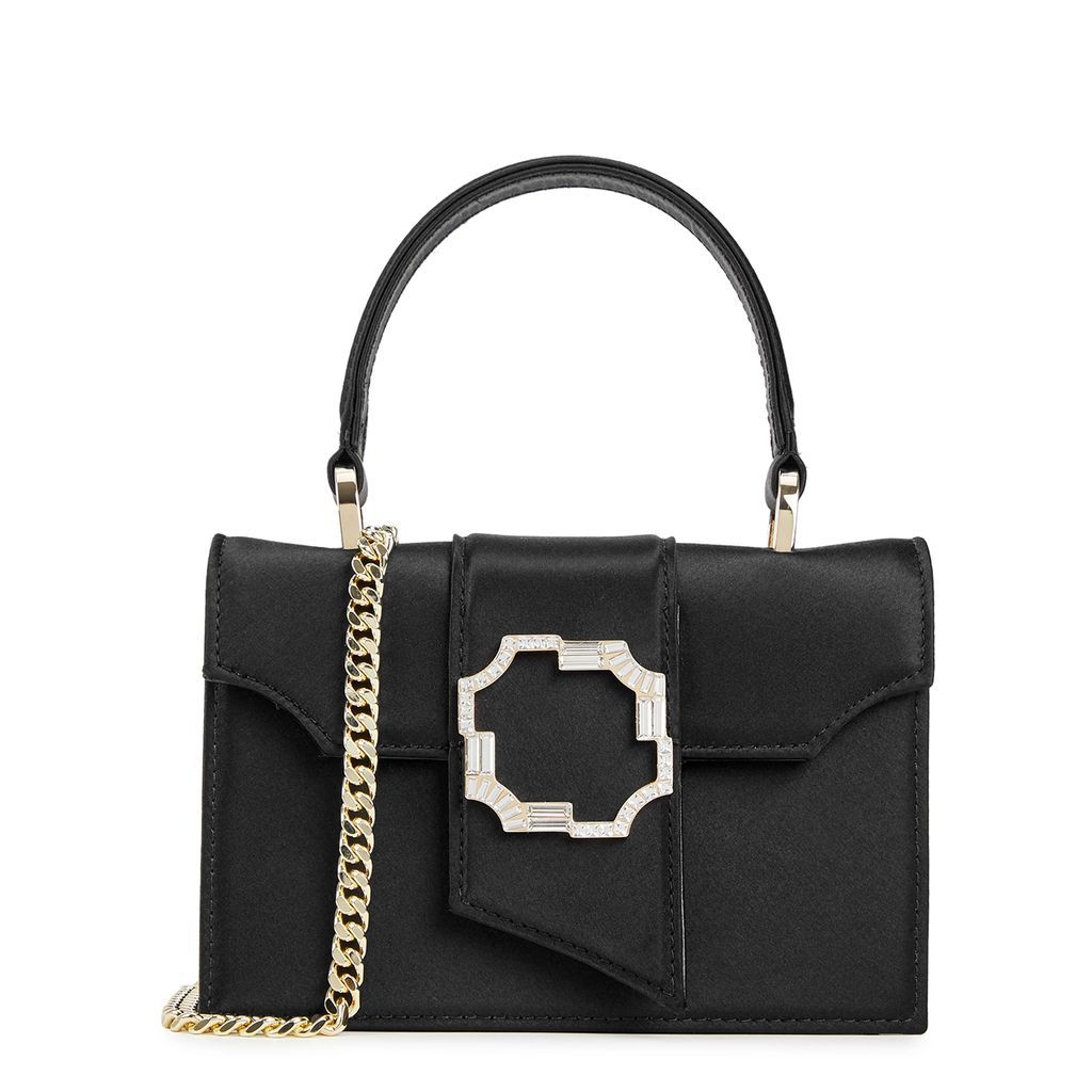 Audrey Mini Satin Top Handle Bag - Black