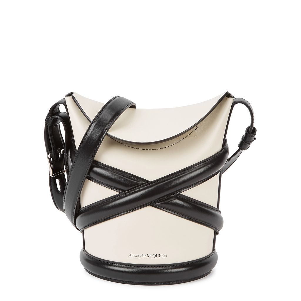 The Curve Small Monochrome Leather Cross-body Bag - White And Black