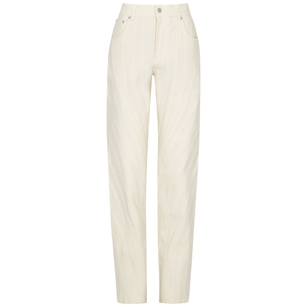 Spiral Ivory Panelled Wide-leg Jeans