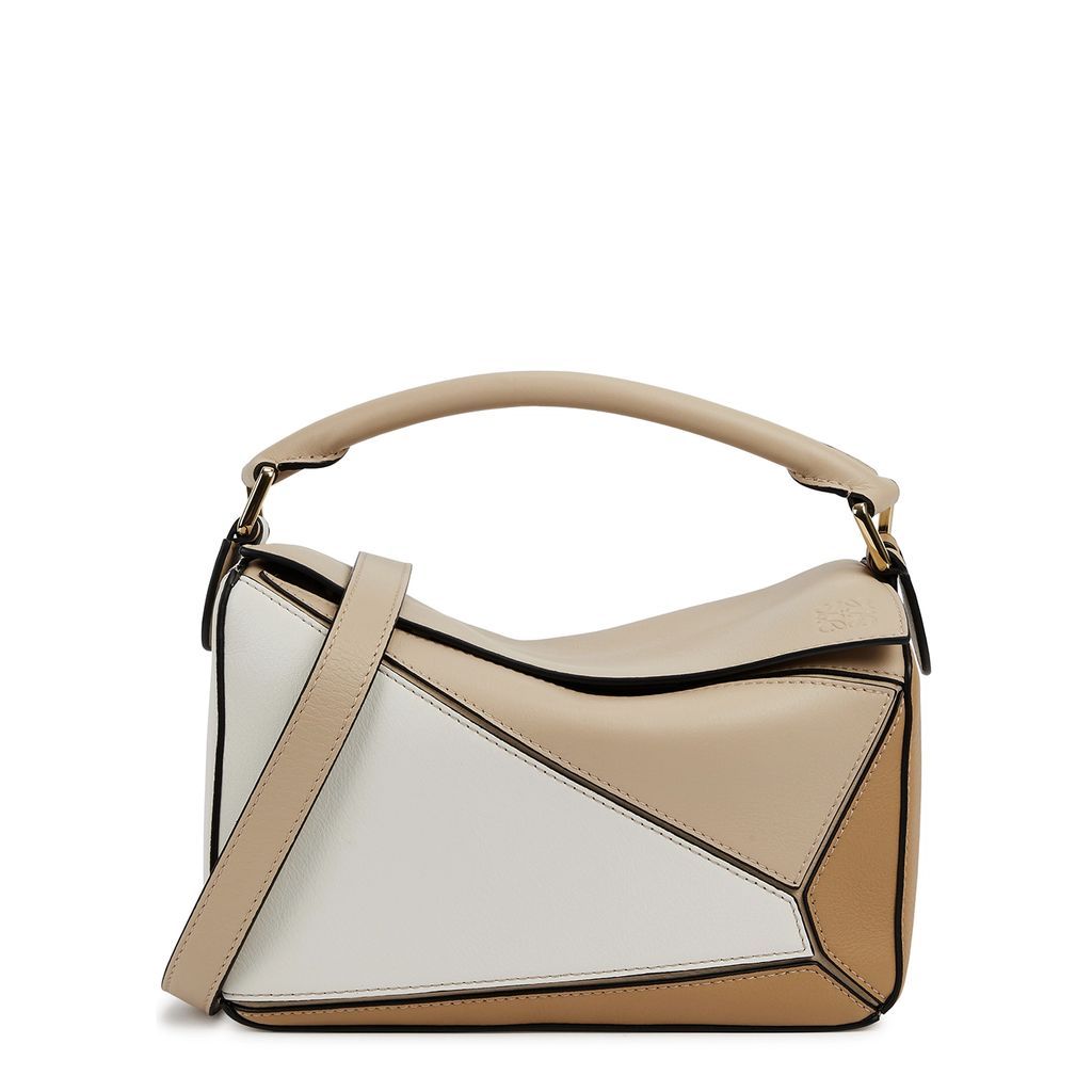 Puzzle Small Panelled Leather Cross-body Bag - Beige