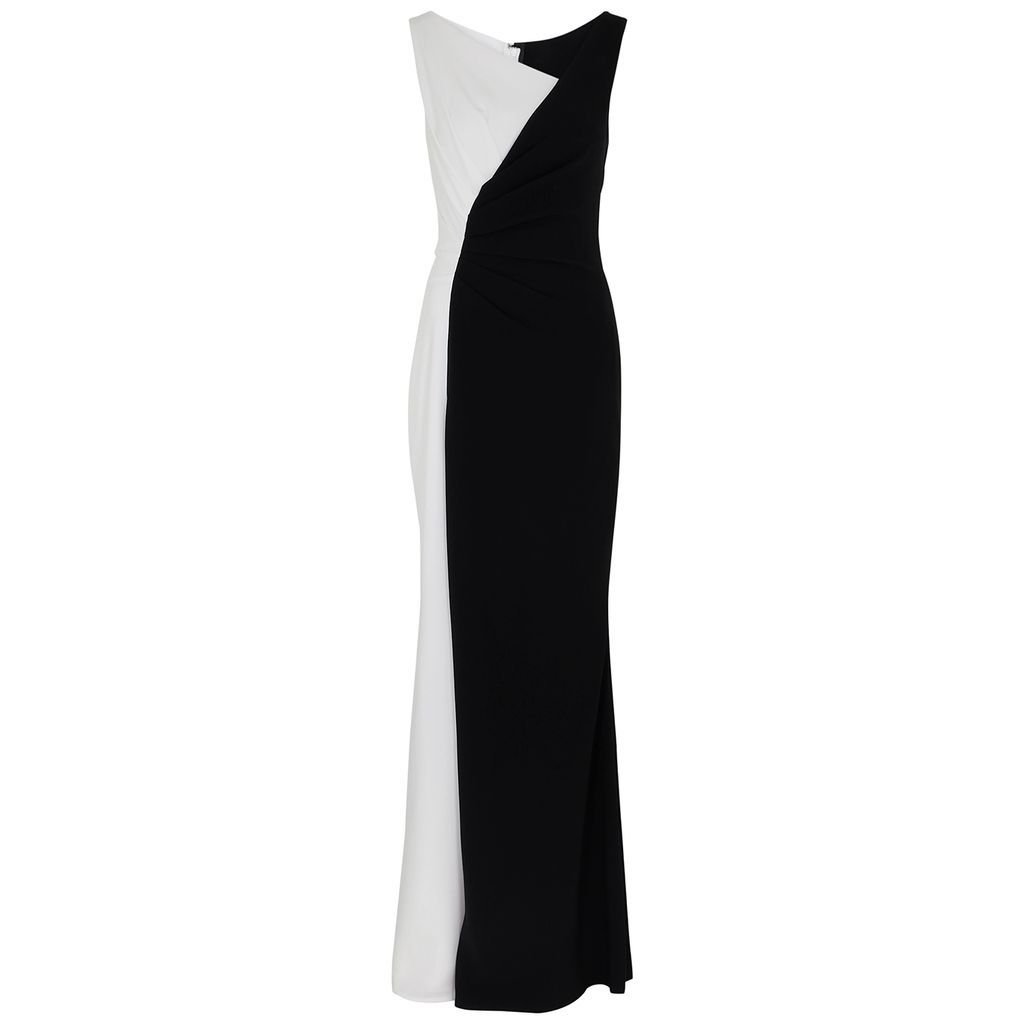 Monochrome Crepe Gown - White And Black - 8