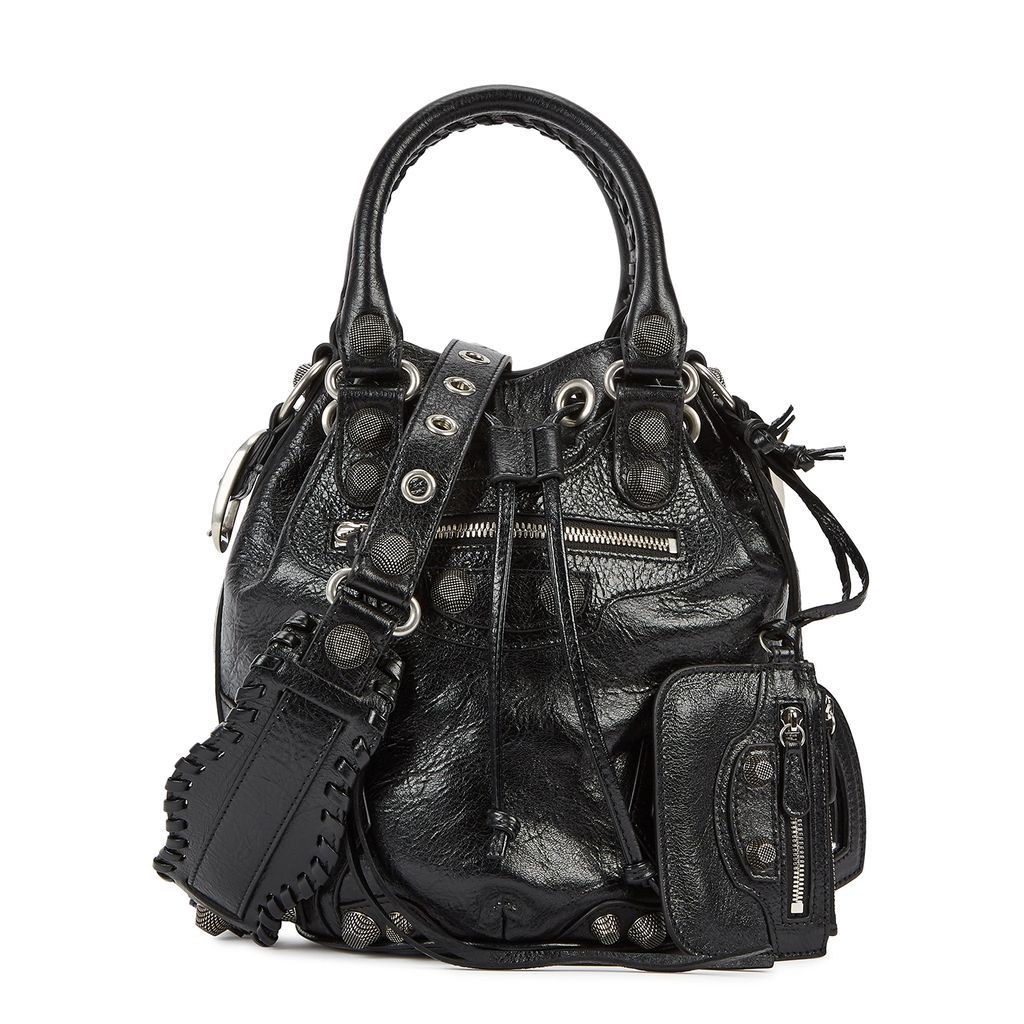 Le Cagole Small Leather Bucket Bag - Black