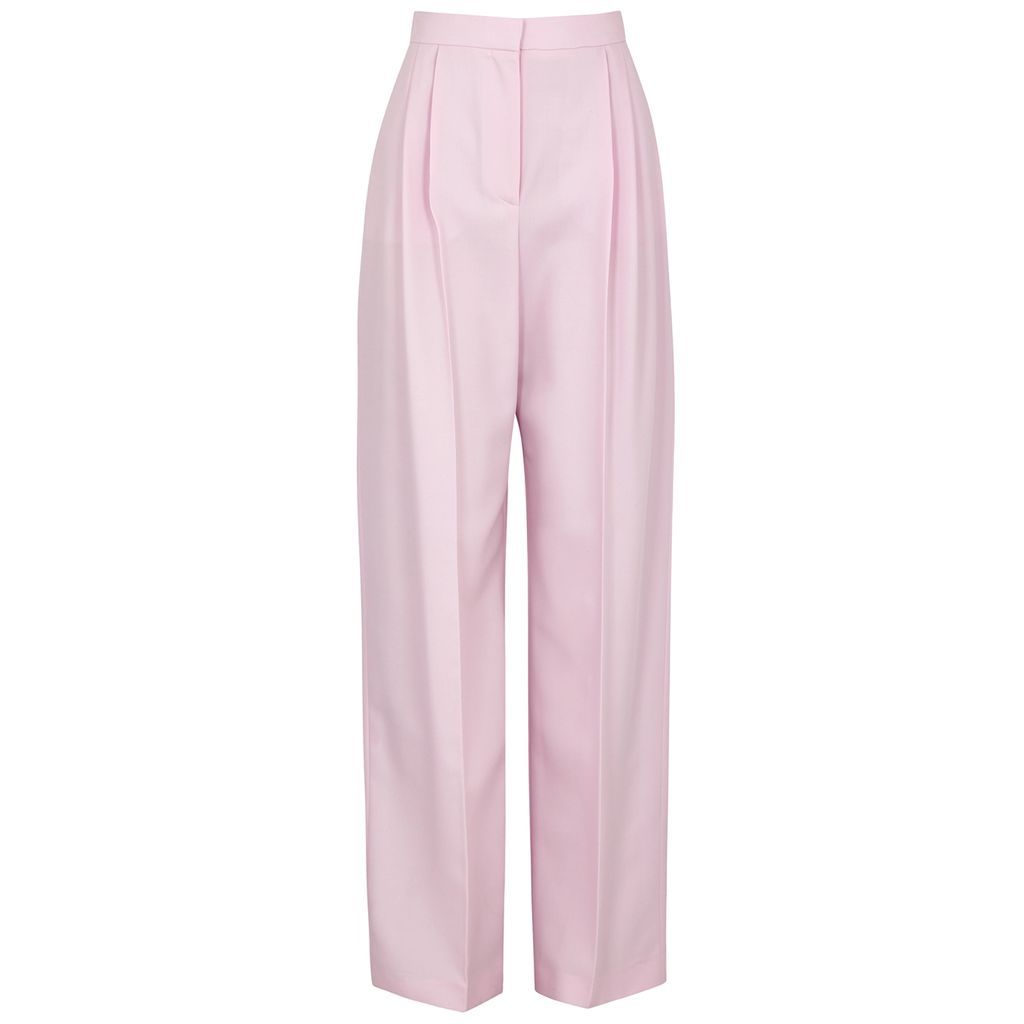 Wide-leg Wool Trousers - Pink - 10