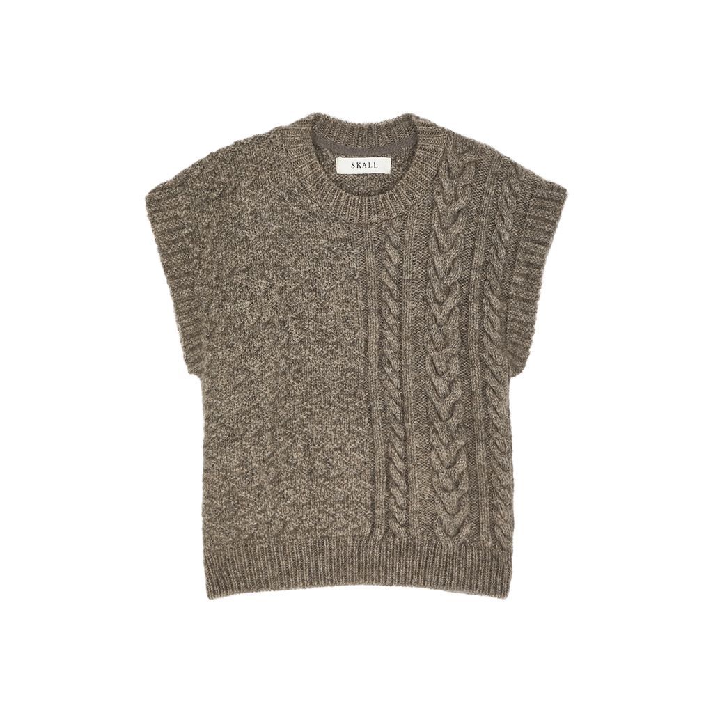 Ingeborg Cable-knit Wool Vest - Light Brown - XS/S