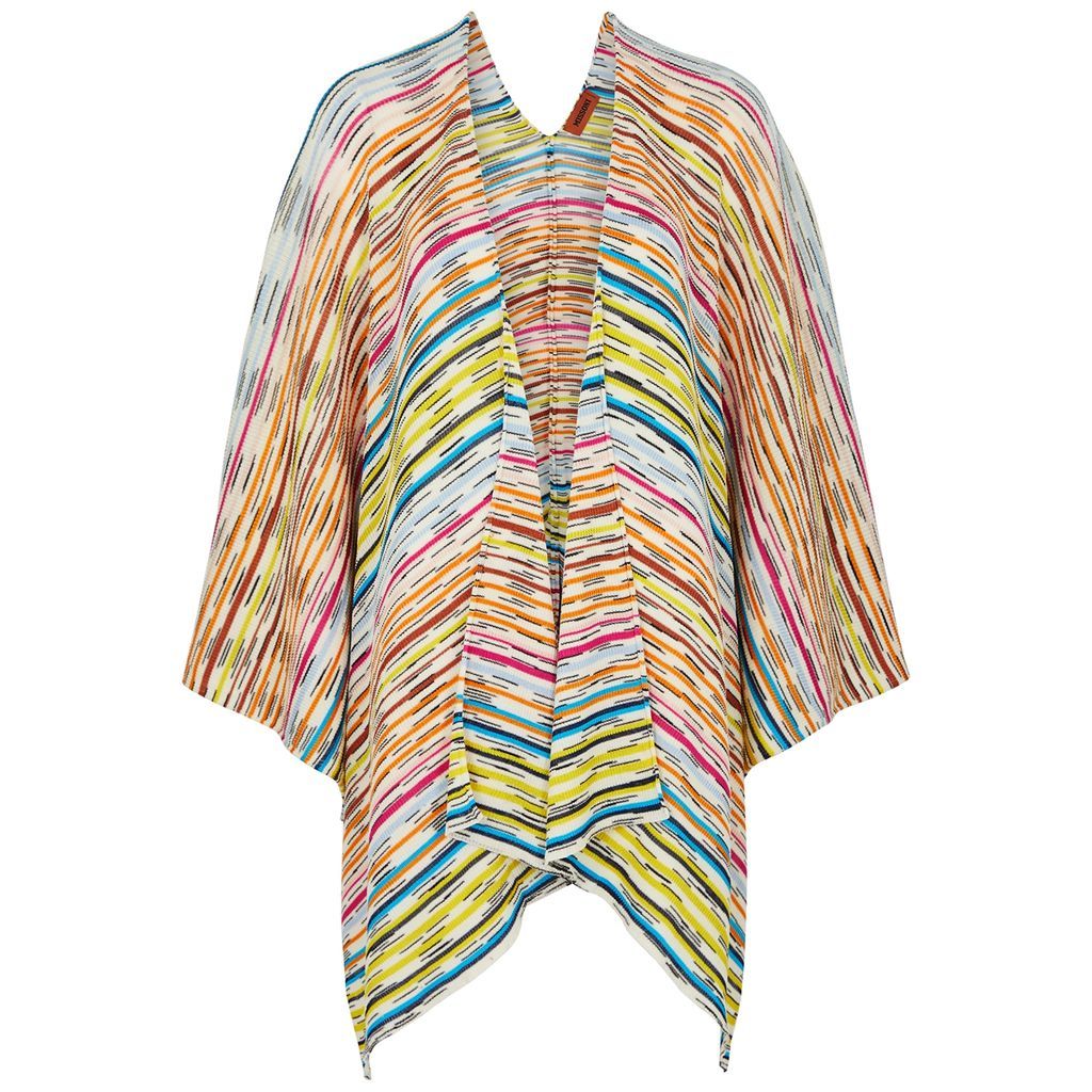 Striped Cotton-blend Cape - Green - One Size