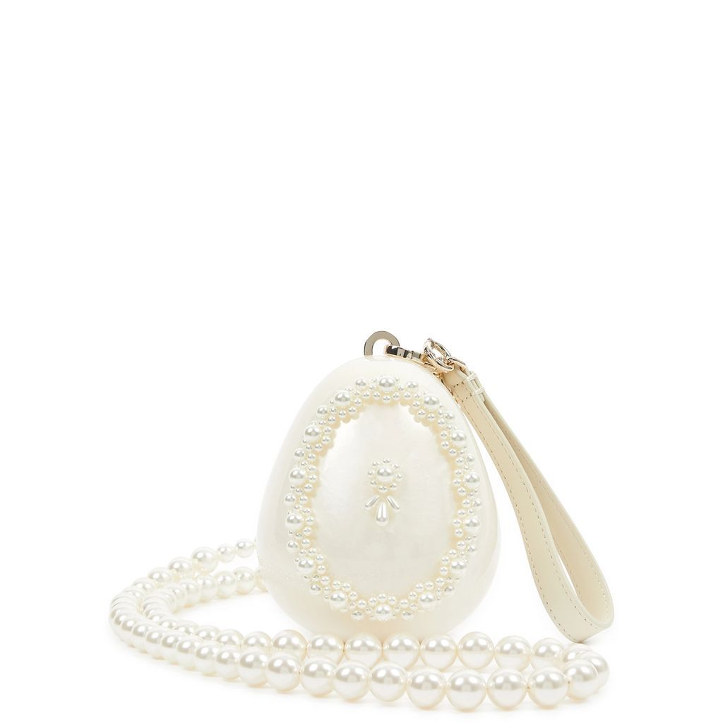 Micro Egg Pearlescent Perspex Top Handle Bag - Pearl