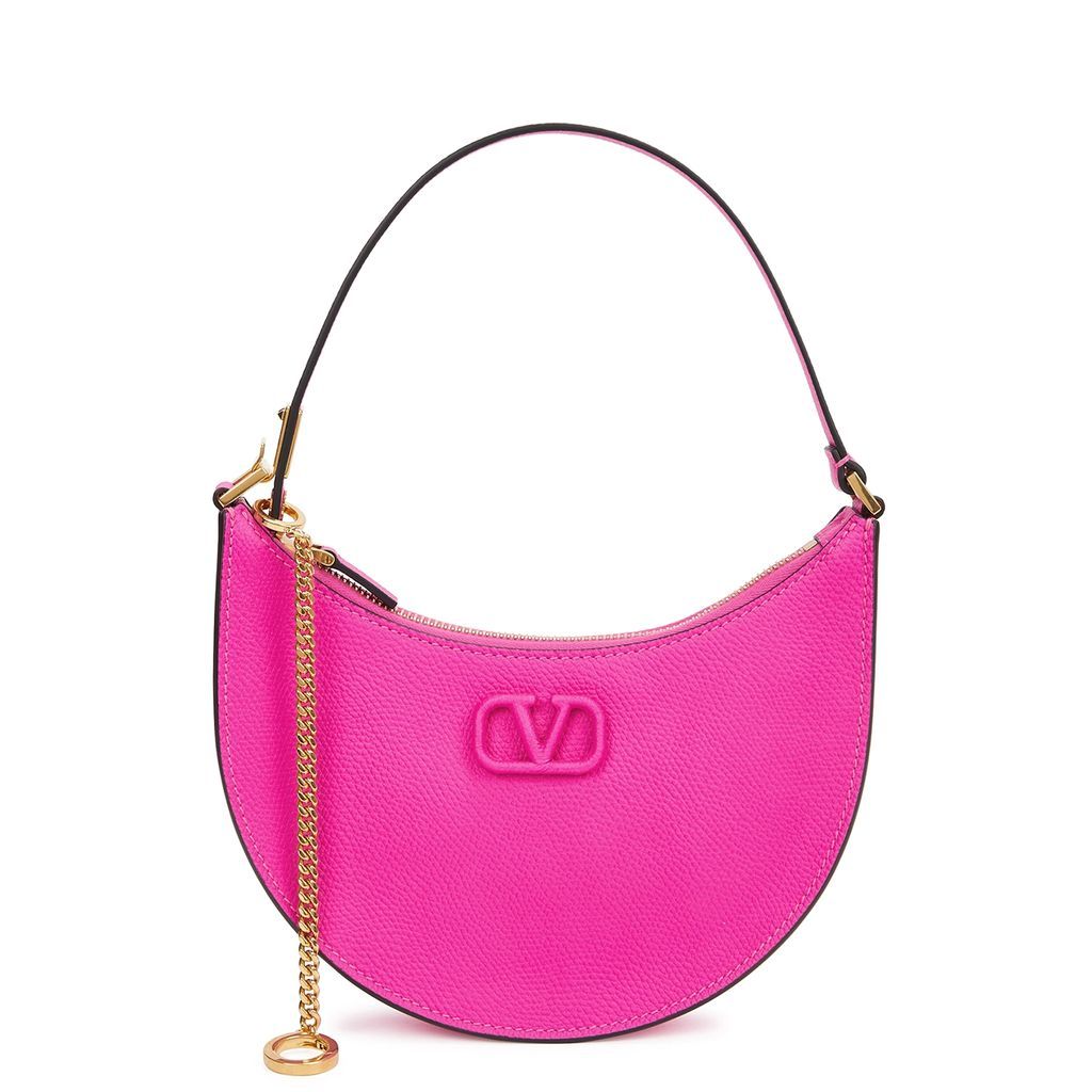 Garavani Valentino Garavani VLogo Hobo Mini Leather Shoulder Bag - Pink