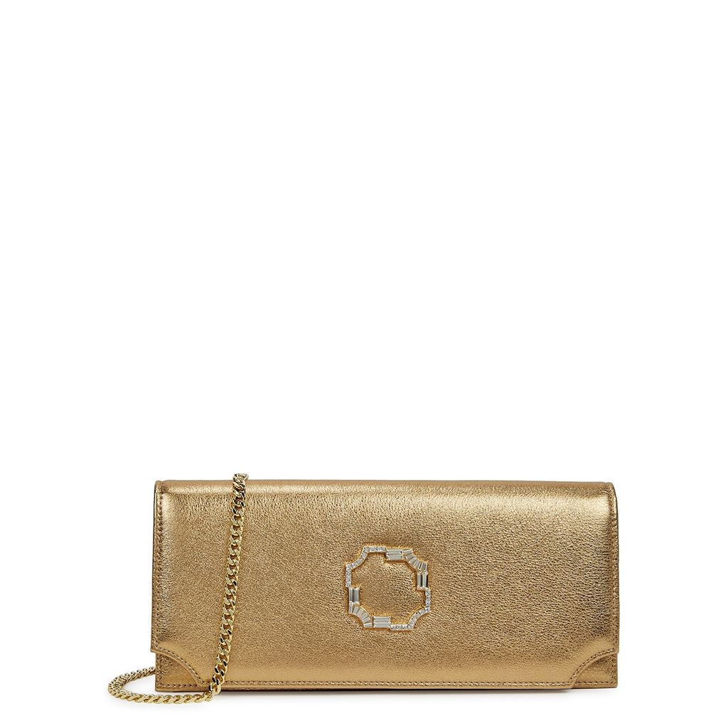 Vivien Metallic Leather Clutch - Gold