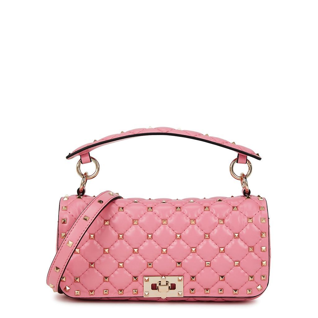 Garavani Valentino Garavani Rockstud Spike Leather Shoulder Bag - Light Pink