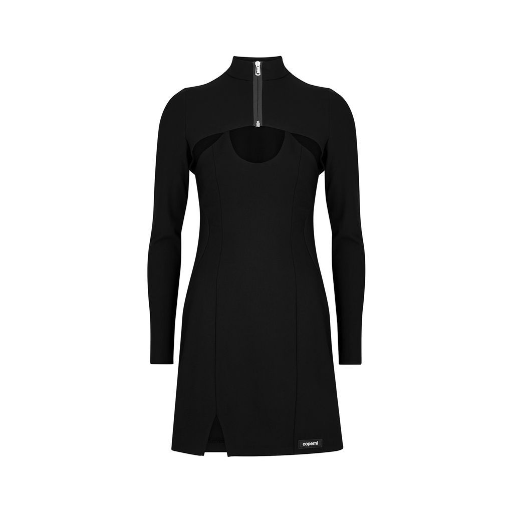 Cut-out Jersey Mini Dress - Black - 12