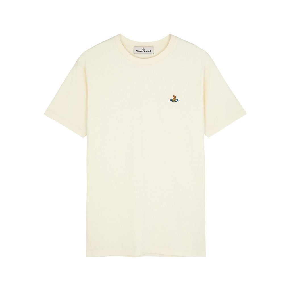 Orb-embroidered Cotton T-shirt - Cream - S