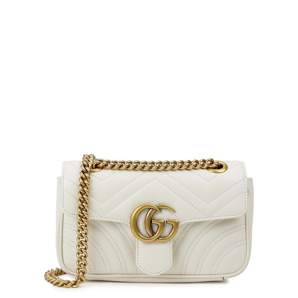 GG Marmont Mini Leather Shoulder Bag - White