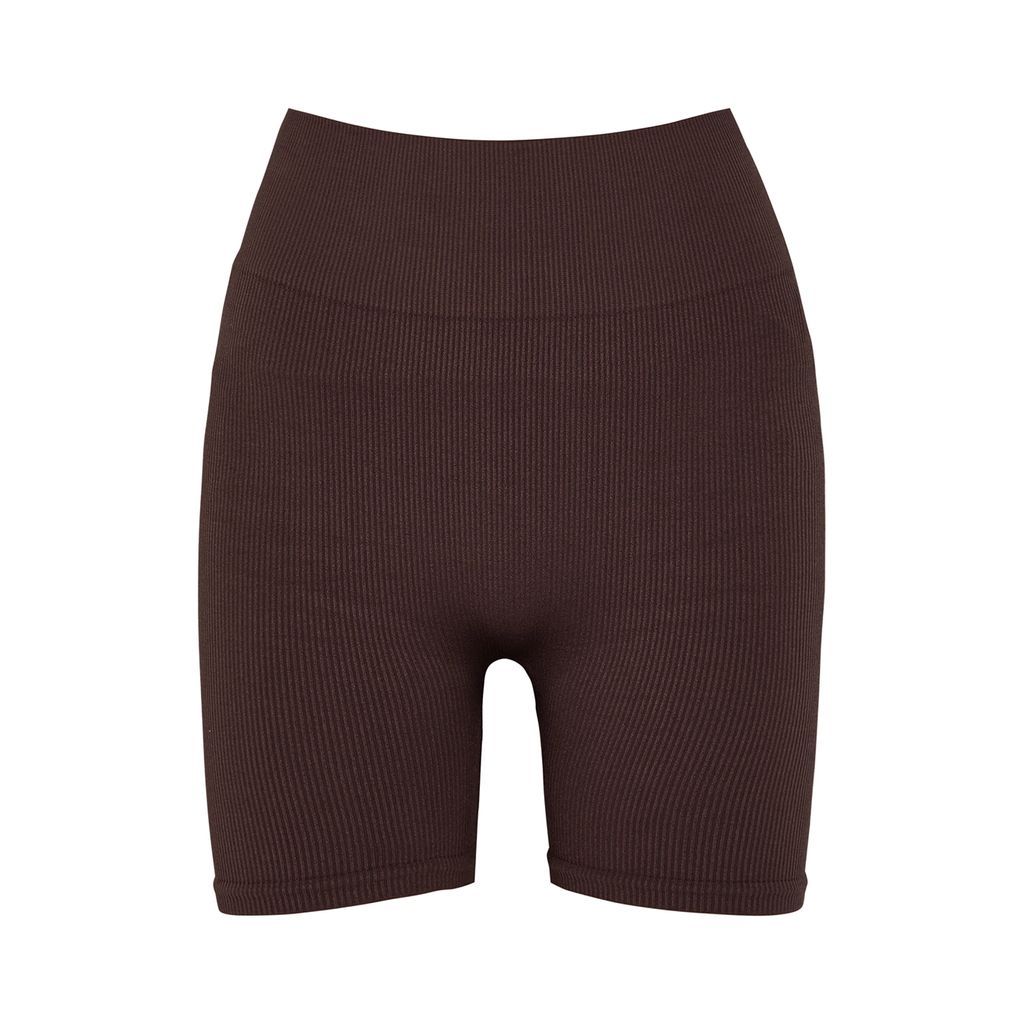 Composed Ribbed Stretch-jersey Cycling Shorts - Chocolate - One Size