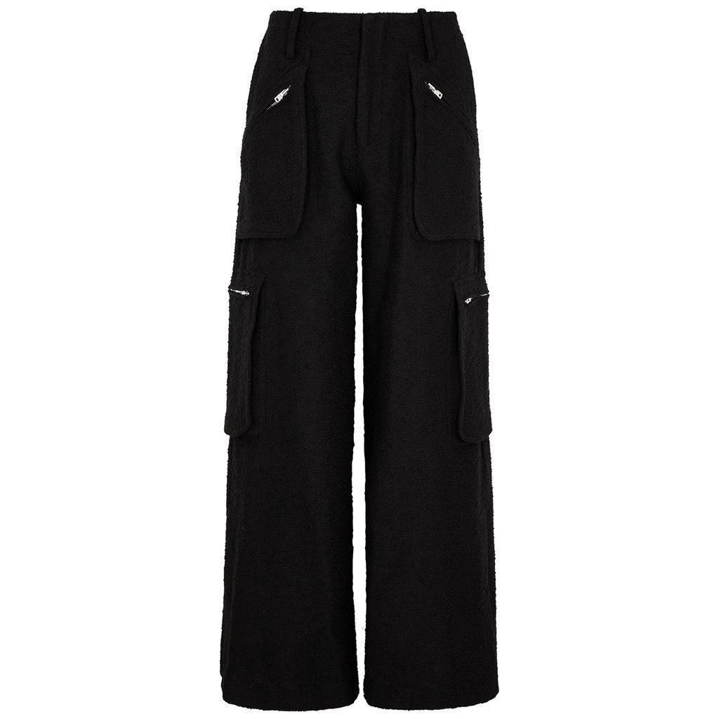 Bouclé Cotton-blend Cargo Trousers - Black - 10