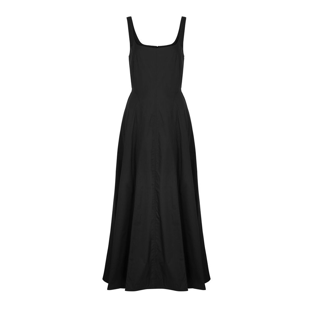 Ada Black Cotton-poplin Midi Dress - 10