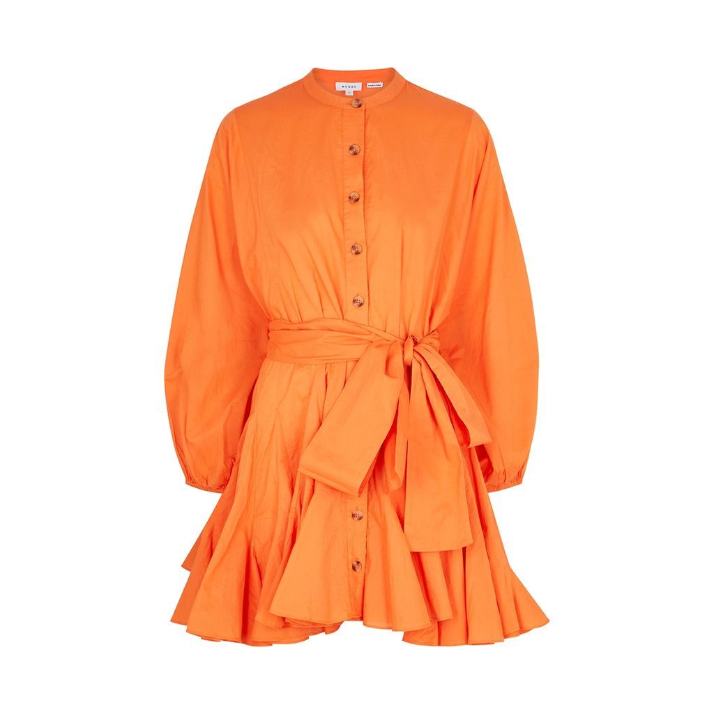 Emma Orange Cotton Mini Dress - S