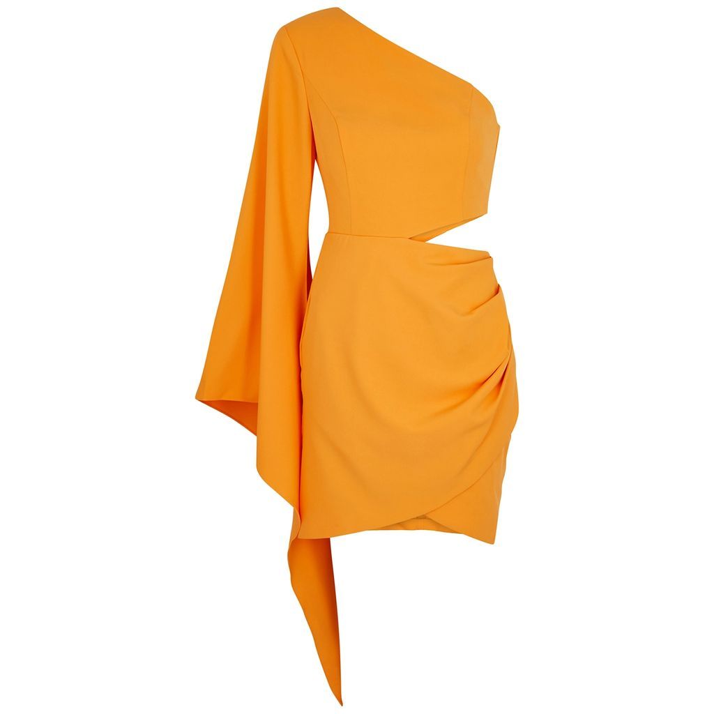 Orange Draped One-shoulder Mini Dress - 16