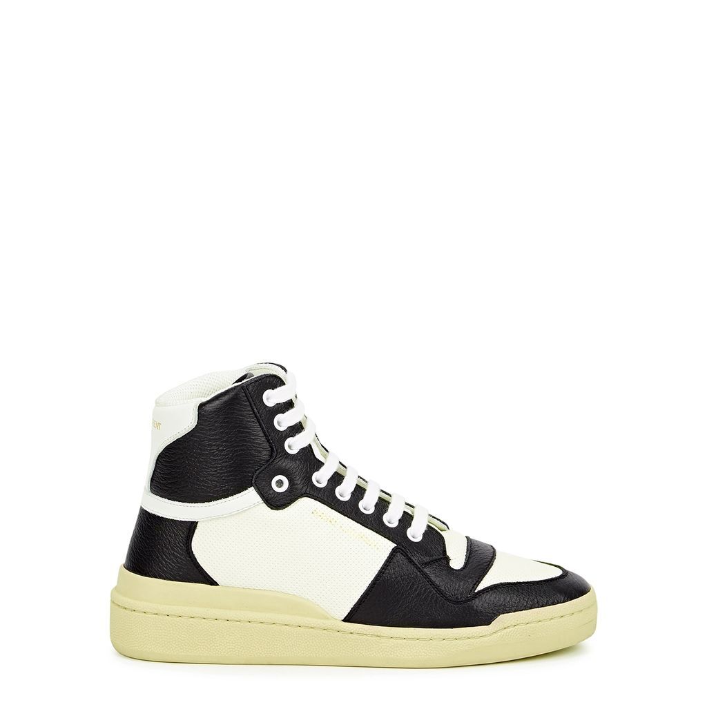 SL24 Panelled Leather Hi-top Sneakers - Black/White - 3