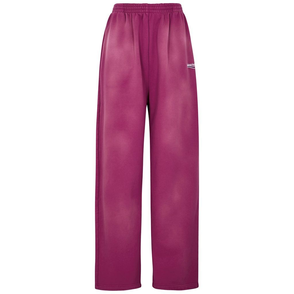 Fuchsia Logo Wide-leg Cotton Sweatpants - Pink - S