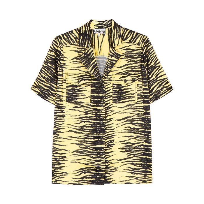 Zebra-print Satin Shirt