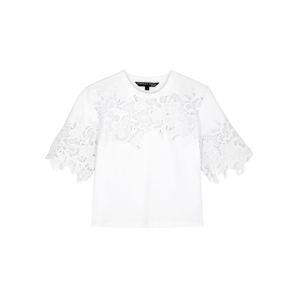Carnaby Lace And Stretch-cotton T-shirt - White - S