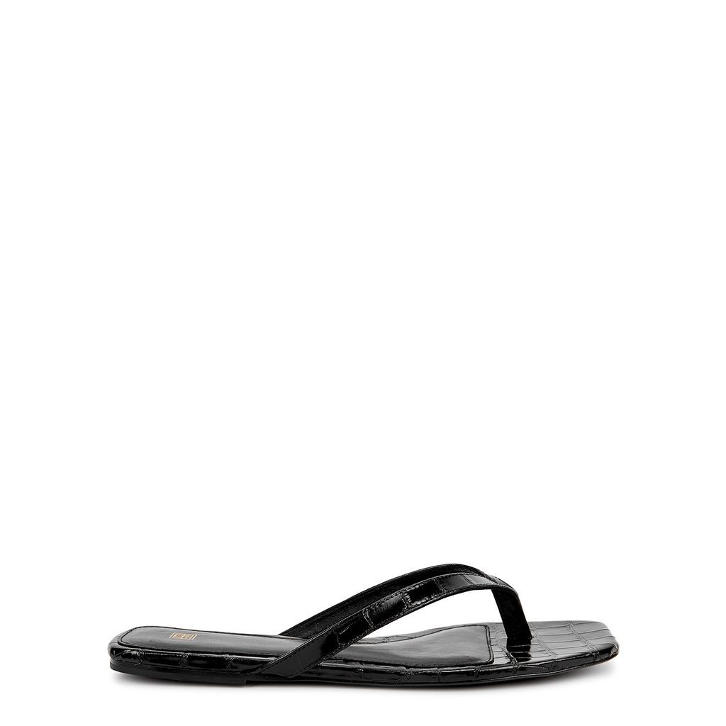 The Flip Flop Black Crocodile-effect Leather Sandals - 7