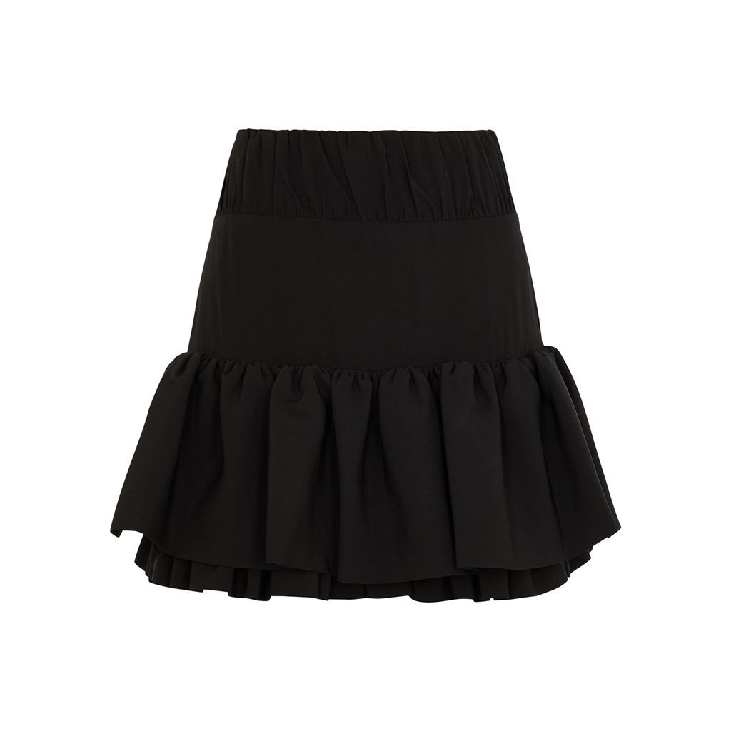 Ruffled Crepe Mini Skirt - Black - 8