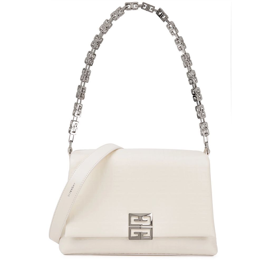 4G Medium White Leather Shoulder Bag, Shoulder bag ,white